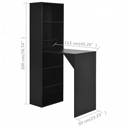 Acquista Tavolo da Bar con Mobiletto Nero 115x59x200 cm con riferimento GHV-280228 della ditta GARDENHOME