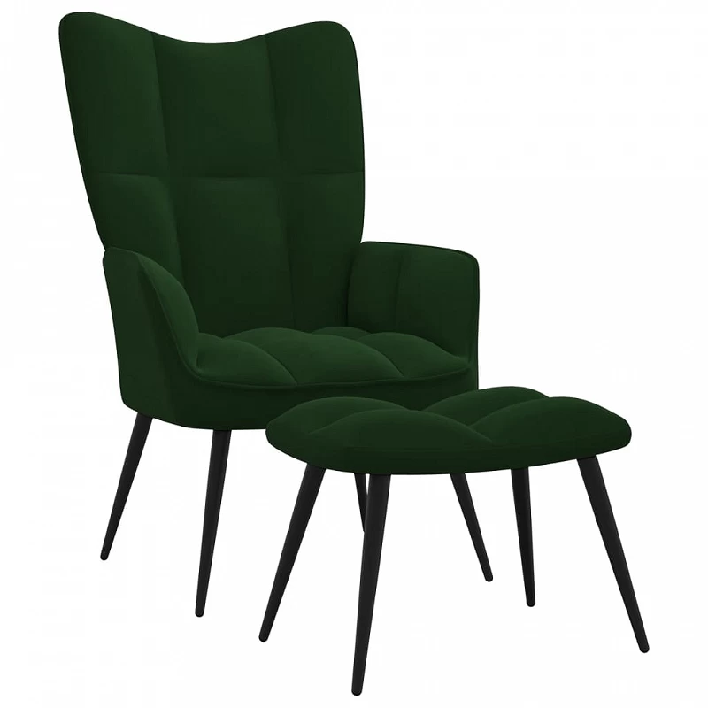 Acquista Poltrona Relax con Poggiapiedi Verde Scuro in Velluto con riferimento GHV-328086 della ditta GARDENHOME