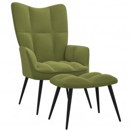 Acquista Poltrona Relax con Poggiapiedi Verde Chiaro in Velluto con riferimento GHV-328087 della ditta GARDENHOME