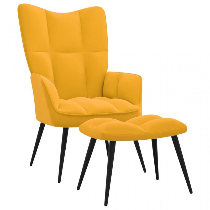 Acquista Poltrona Relax con Poggiapiedi Giallo Senape in Velluto con riferimento GHV-328091 della ditta GARDENHOME