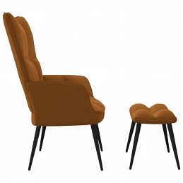 Acquista Poltrona Relax con Poggiapiedi Marrone in Velluto con riferimento GHV-328092 della ditta GARDENHOME