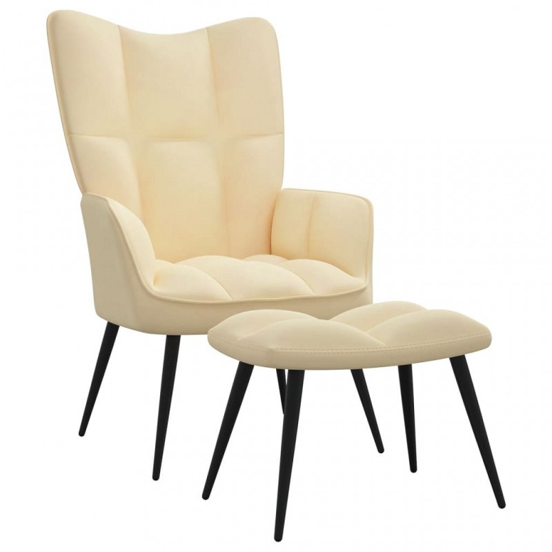 Acquista Poltrona Relax con Poggiapiedi Bianco Crema in Velluto con riferimento GHV-328093 della ditta GARDENHOME