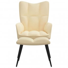 Acquista Poltrona Relax con Poggiapiedi Bianco Crema in Velluto con riferimento GHV-328093 della ditta GARDENHOME