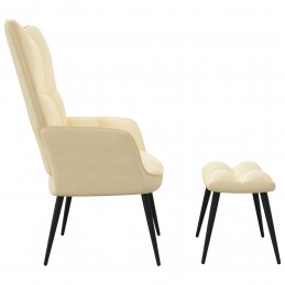 Acquista Poltrona Relax con Poggiapiedi Bianco Crema in Velluto con riferimento GHV-328093 della ditta GARDENHOME