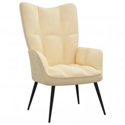 Acquista Poltrona Relax con Poggiapiedi Bianco Crema in Velluto con riferimento GHV-328093 della ditta GARDENHOME