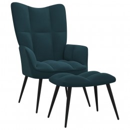 Acquista Poltrona Relax con Poggiapiedi Blu in Velluto con riferimento GHV-328094 della ditta GARDENHOME