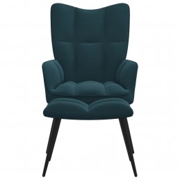 Acquista Poltrona Relax con Poggiapiedi Blu in Velluto con riferimento GHV-328094 della ditta GARDENHOME