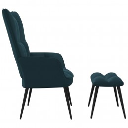 Acquista Poltrona Relax con Poggiapiedi Blu in Velluto con riferimento GHV-328094 della ditta GARDENHOME