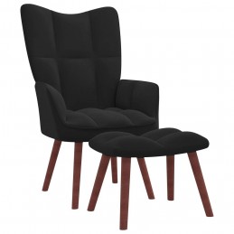 Acquista Poltrona Relax con Poggiapiedi Nero in Velluto con riferimento GHV-328068 della ditta GARDENHOME
