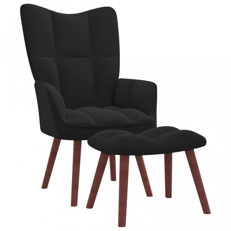 Acquista Poltrona Relax con Poggiapiedi Nero in Velluto con riferimento GHV-328068 della ditta GARDENHOME