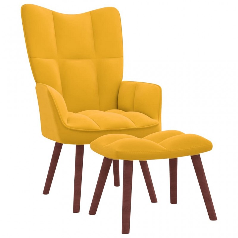 Acquista Poltrona Relax con Poggiapiedi Giallo Senape in Velluto con riferimento GHV-328069 della ditta GARDENHOME