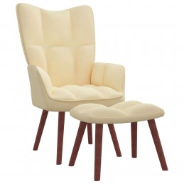 Acquista Poltrona Relax con Poggiapiedi Bianco Crema in Velluto con riferimento GHV-328071 della ditta GARDENHOME