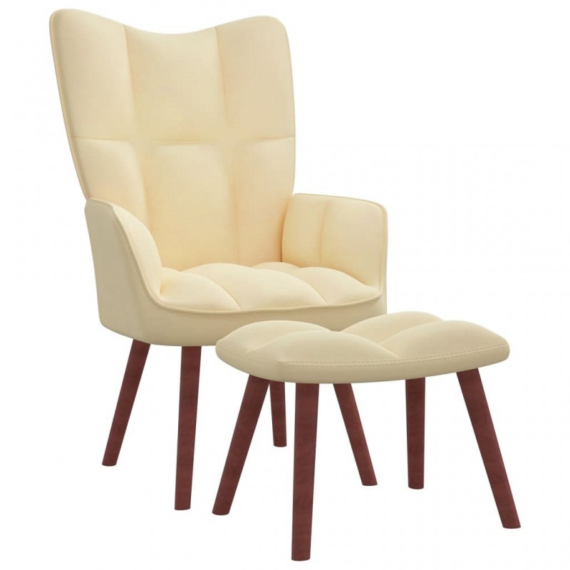 Acquista Poltrona Relax con Poggiapiedi Bianco Crema in Velluto con riferimento GHV-328071 della ditta GARDENHOME