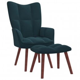 Acquista Poltrona Relax con Poggiapiedi Blu in Velluto con riferimento GHV-328072 della ditta GARDENHOME