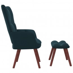 Acquista Poltrona Relax con Poggiapiedi Blu in Velluto con riferimento GHV-328072 della ditta GARDENHOME