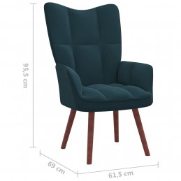Acquista Poltrona Relax con Poggiapiedi Blu in Velluto con riferimento GHV-328072 della ditta GARDENHOME