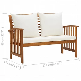 Acquista Panca da Giardino con Cuscini 119 cm in Massello Acacia con riferimento GHV-310260 della ditta GARDENHOME