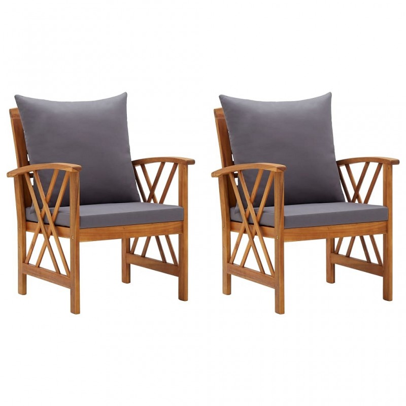 Acquista Sedie da Giardino con Cuscini 2 pz in Massello di Acacia con riferimento GHV-310268 della ditta GARDENHOME