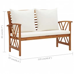 Acquista Panca da Giardino con Cuscini 119 cm in Massello Acacia con riferimento GHV-310270 della ditta GARDENHOME