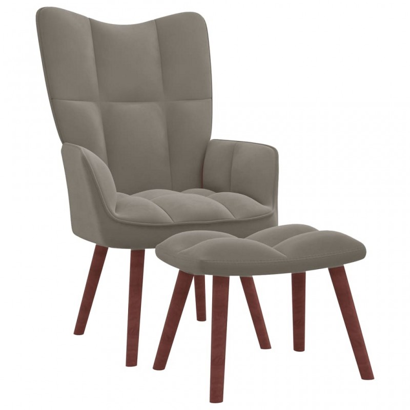 Acquista Poltrona Relax con Poggiapiedi Grigio Chiaro in Velluto con riferimento GHV-328062 della ditta GARDENHOME
