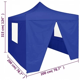Acquista Gazebo Pieghevole Professionale 4 Pareti 2x2m Acciaio Blu con riferimento GHV-48879 della ditta GARDENHOME