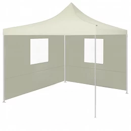 Acquista Gazebo Professionale Pieghevole con 2 Pareti 2x2m Acciaio Crema con riferimento GHV-48881 della ditta GARDENHOME