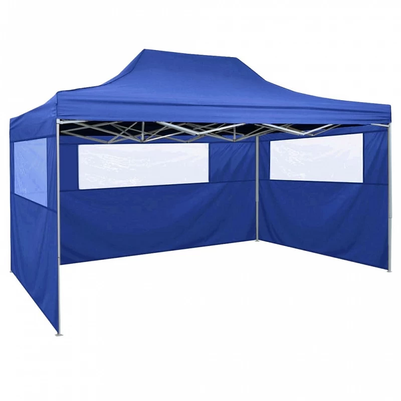 Acquista Gazebo Professionale Pieghevole con 3 Pareti 3x4m Acciaio Blu con riferimento GHV-48890 della ditta GARDENHOME