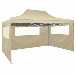 Acquista Gazebo Professionale Pieghevole con 3 Pareti 3x4m Acciaio Crema con riferimento GHV-48893 della ditta GARDENHOME