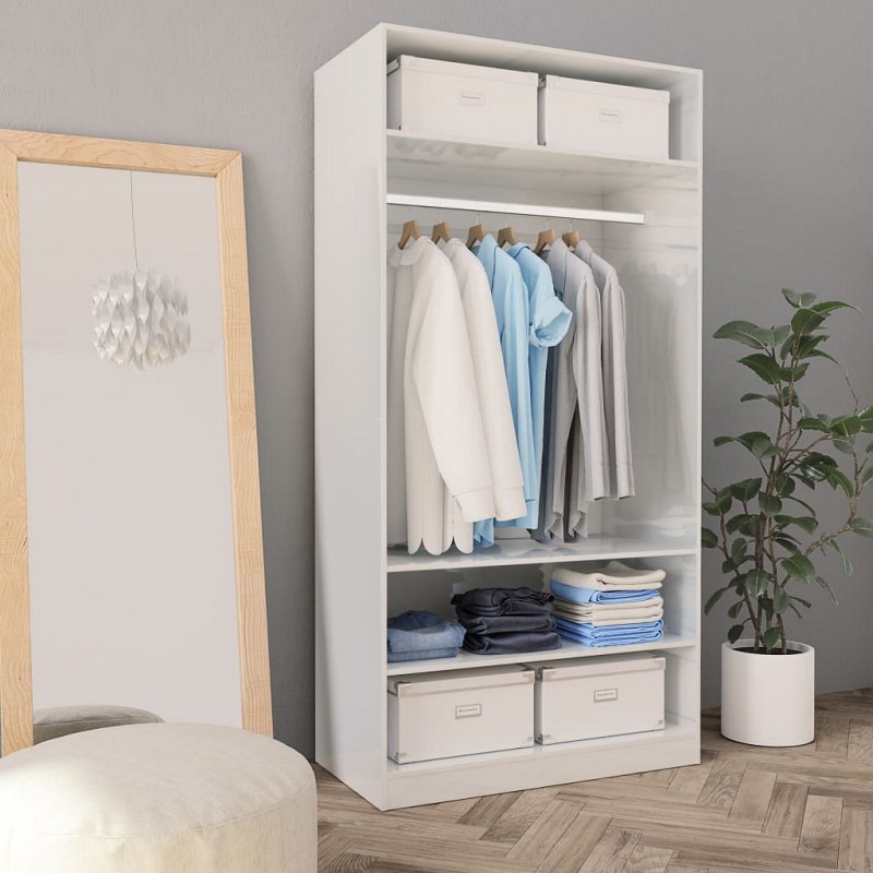 Acquista Armadio Bianco Lucido 100x50x200 cm in Truciolato con riferimento GHV-800231 della ditta GARDENHOME