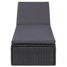 Acquista Lettino Prendisole in Polyrattan Nero e Grigio Scuro con riferimento GHV-310148 della ditta GARDENHOME