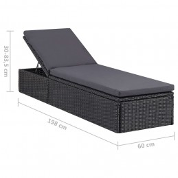 Acquista Lettino Prendisole in Polyrattan Nero e Grigio Scuro con riferimento GHV-310148 della ditta GARDENHOME