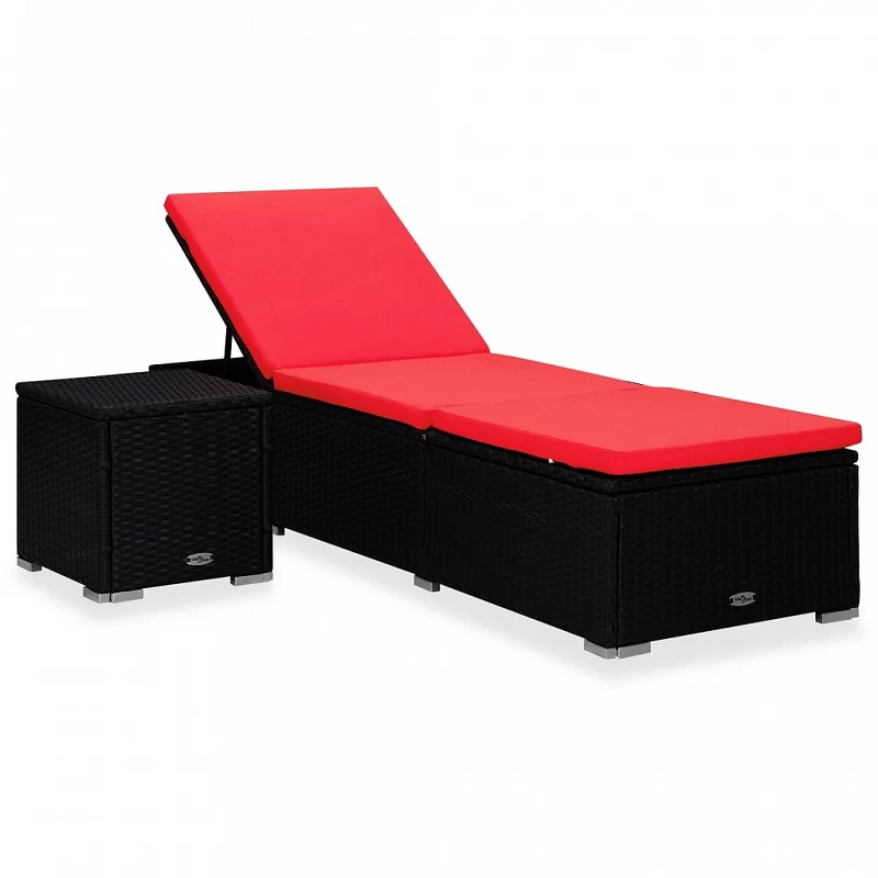 Acquista Lettino Prendisole con Cuscino e Tavolino in Polyrattan Rosso con riferimento GHV-310226 della ditta GARDENHOME