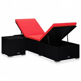 Acquista Lettino Prendisole con Cuscino e Tavolino in Polyrattan Rosso con riferimento GHV-310226 della ditta GARDENHOME