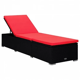 Acquista Lettino Prendisole con Cuscino e Tavolino in Polyrattan Rosso con riferimento GHV-310226 della ditta GARDENHOME