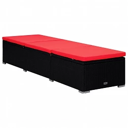 Acquista Lettino Prendisole con Cuscino e Tavolino in Polyrattan Rosso con riferimento GHV-310226 della ditta GARDENHOME