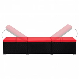Acquista Lettino Prendisole con Cuscino e Tavolino in Polyrattan Rosso con riferimento GHV-310226 della ditta GARDENHOME