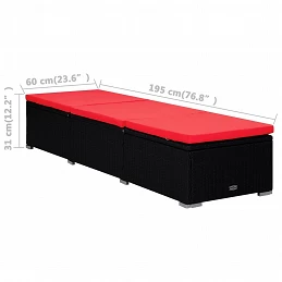 Acquista Lettino Prendisole con Cuscino e Tavolino in Polyrattan Rosso con riferimento GHV-310226 della ditta GARDENHOME