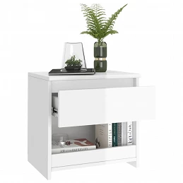 Acquista Comodino Bianco Lucido 40x30x39 cm in Truciolato con riferimento GHV-803455 della ditta GARDENHOME