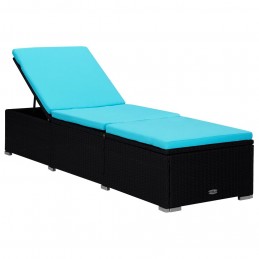 Acquista Lettino Prendisole con Cuscino e Tavolino in Polyrattan Blu con riferimento GHV-310227 della ditta GARDENHOME