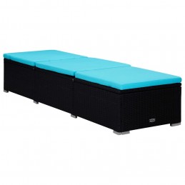Acquista Lettino Prendisole con Cuscino e Tavolino in Polyrattan Blu con riferimento GHV-310227 della ditta GARDENHOME