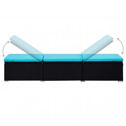 Acquista Lettino Prendisole con Cuscino e Tavolino in Polyrattan Blu con riferimento GHV-310227 della ditta GARDENHOME