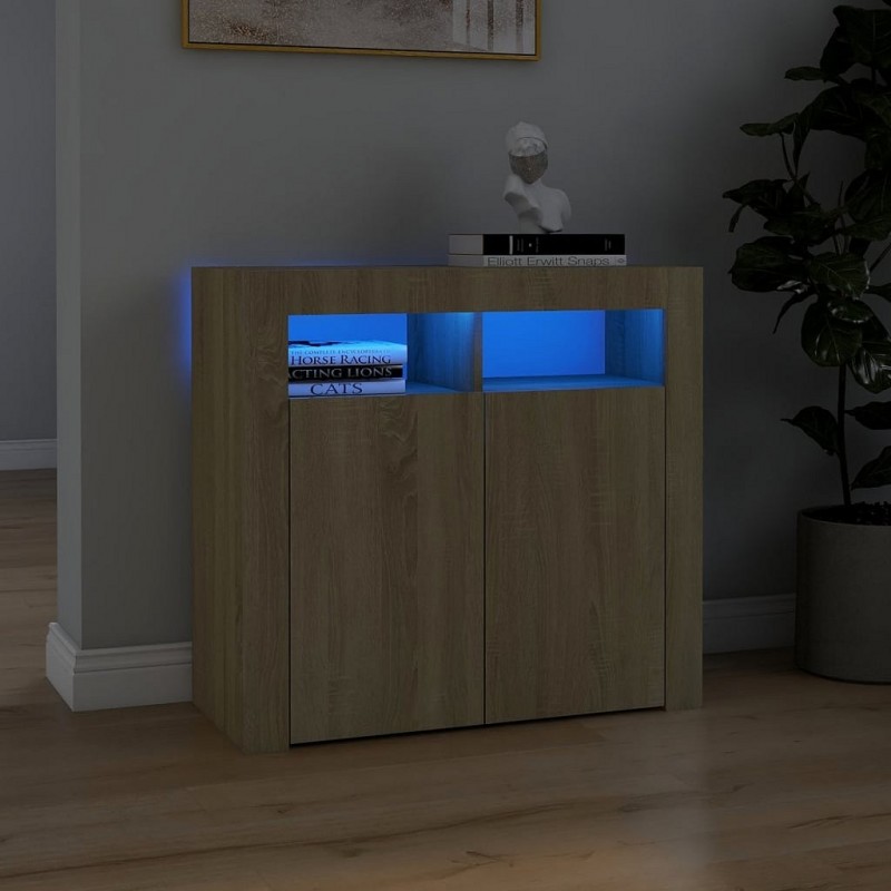 Acquista Credenza con Luci LED Rovere Sonoma 80x35x75 cm con riferimento GHV-804331 della ditta GARDENHOME