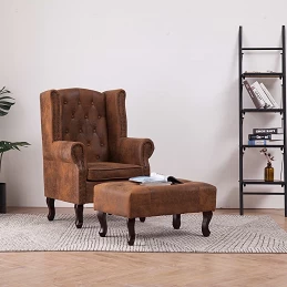 Acquista Poltrona Chesterfield e Pouf Marrone Similpelle Scamosciata con riferimento GHV-281277 della ditta GARDENHOME