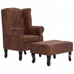 Acquista Poltrona Chesterfield e Pouf Marrone Similpelle Scamosciata con riferimento GHV-281277 della ditta GARDENHOME
