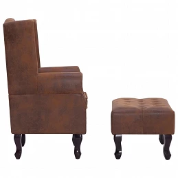 Acquista Poltrona Chesterfield e Pouf Marrone Similpelle Scamosciata con riferimento GHV-281277 della ditta GARDENHOME