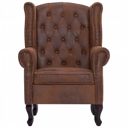 Acquista Poltrona Chesterfield e Pouf Marrone Similpelle Scamosciata con riferimento GHV-281277 della ditta GARDENHOME