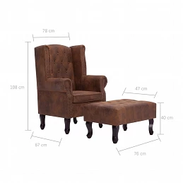 Acquista Poltrona Chesterfield e Pouf Marrone Similpelle Scamosciata con riferimento GHV-281277 della ditta GARDENHOME