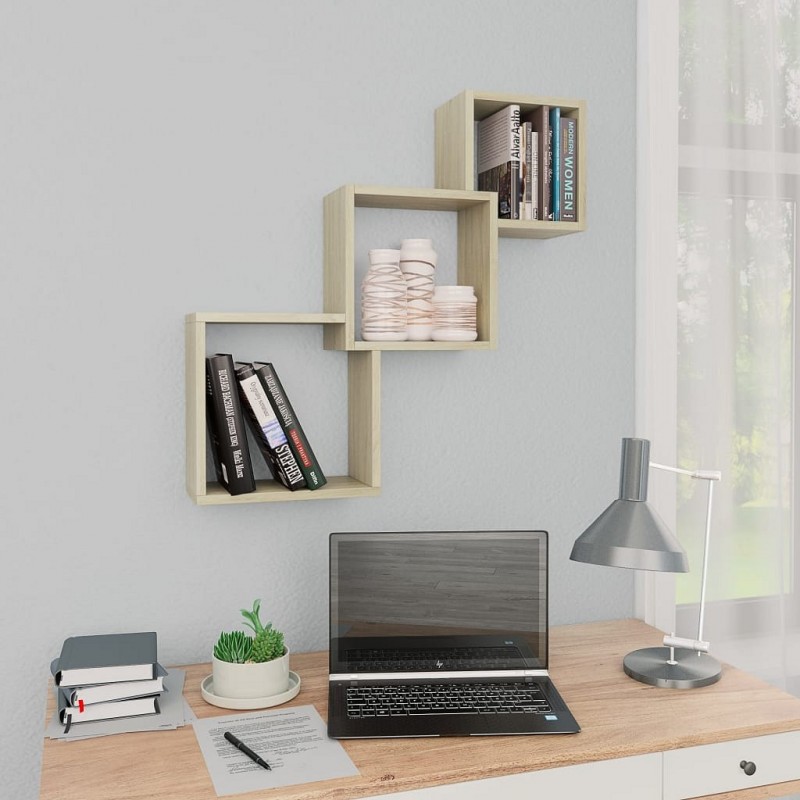 Acquista Mensole a Muro Cubiche in Rovere Sonoma 84,5x15x27cm Truciolato con riferimento GHV-800273 della ditta GARDENHOME
