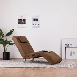 Acquista Sdraio Massaggiante con Cuscino Marrone Similpelle Scamosciata con riferimento GHV-281289 della ditta GARDENHOME