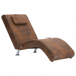 Acquista Sdraio Massaggiante con Cuscino Marrone Similpelle Scamosciata con riferimento GHV-281289 della ditta GARDENHOME